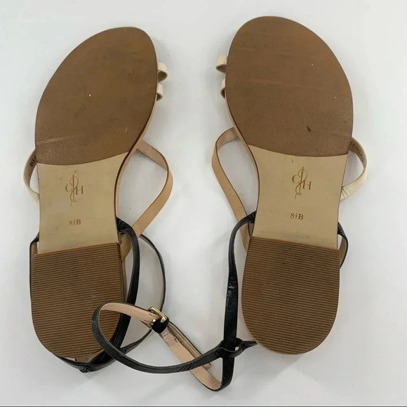 Cole Haan sandals size 8.5 black tan leather strappy ankle strap minimalist - Picture 7 of 14